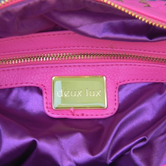 Deux Lux Handbag Hot Pink Vegan Leather Weave Large Purse - Picture 8 of 11